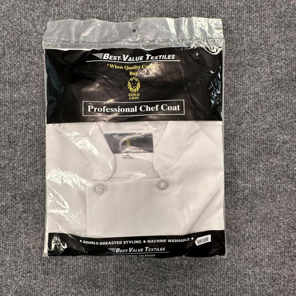 Best Value Textiles Pro Chef Coat White Double-Breasted Short Sleeve Medium 373
